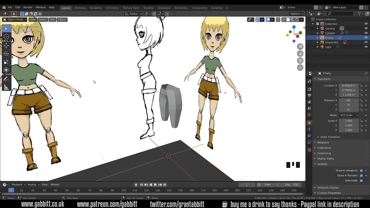 Low poly anime girl [GrantAbbitt]