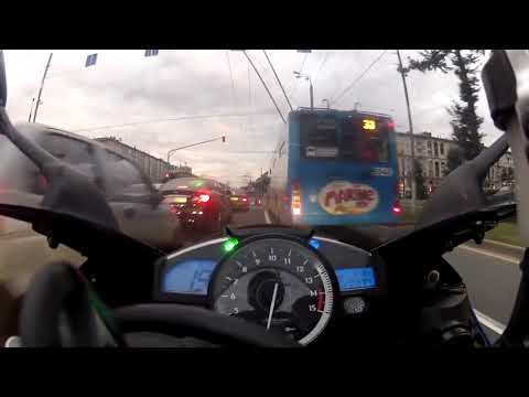 280км⁄ч по городу маньяк на спортбайке!